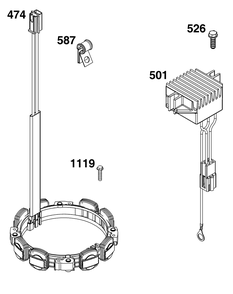 Alternator Group Diagram and Parts List for 61H277-0107-E1 400000 - 699999 Briggs and Stratton Engine